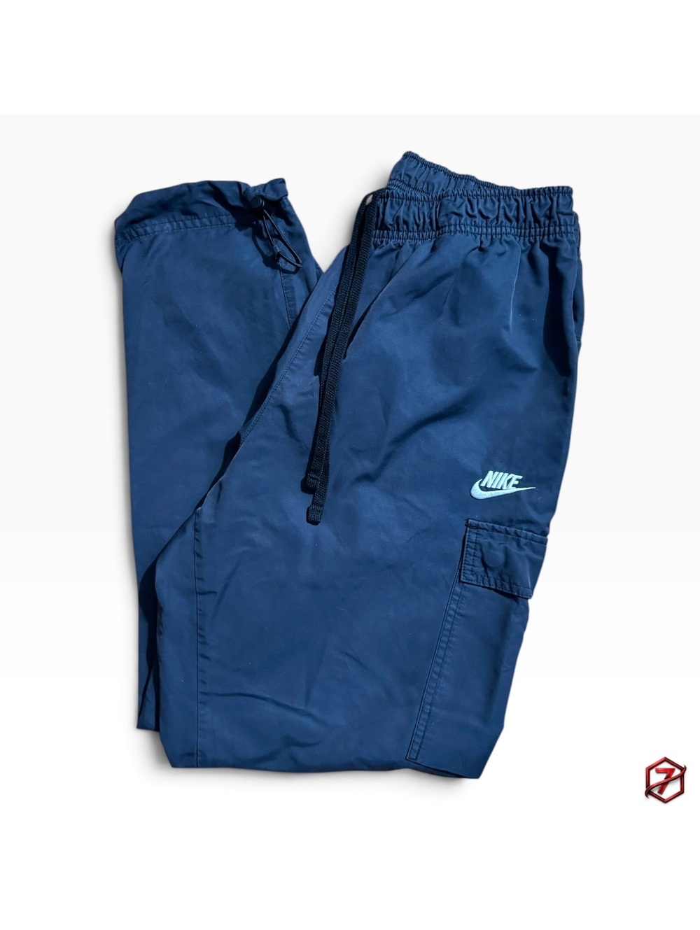 Nike Cargo Track Pants Men’s M 29” Inseam Navy Blue Ankle Zip Drawstring